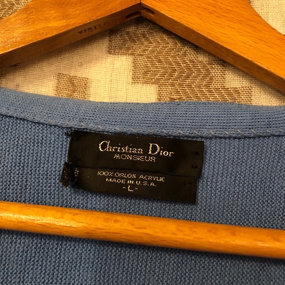 Vintage Christian Dior Men’s Blue Cardigan Sweater - Picture 7 of 12